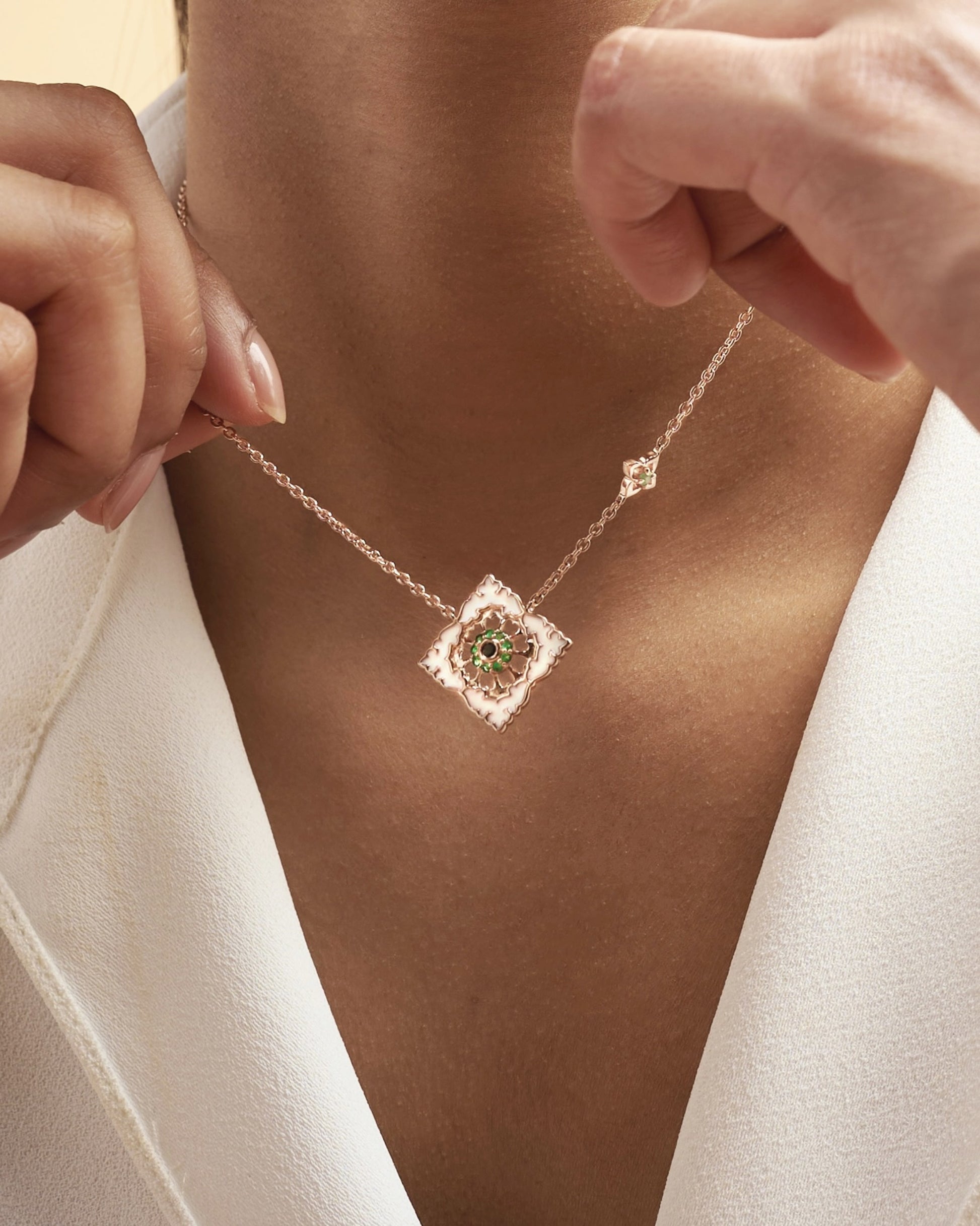 Ajrakh Rosé Pendant