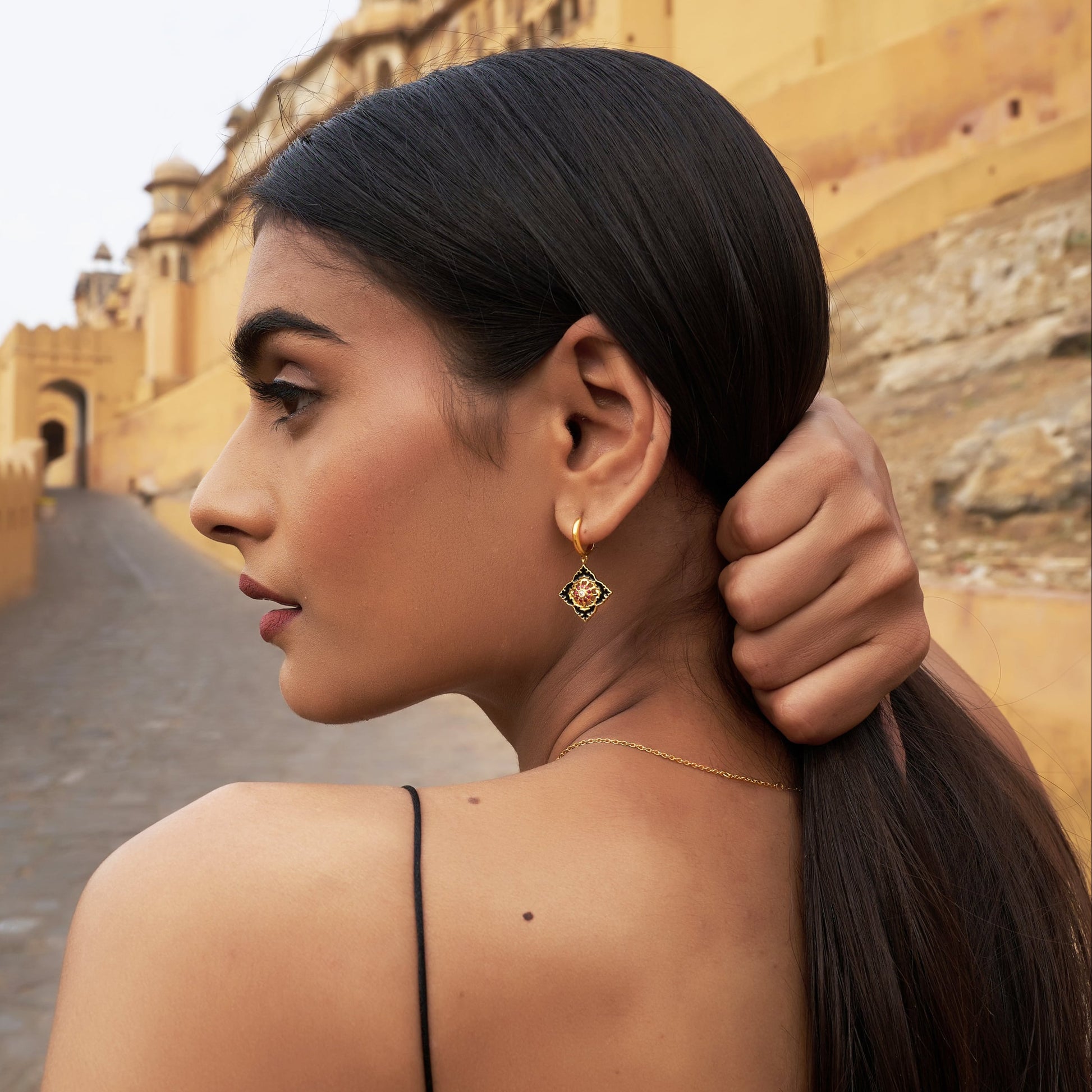 Ajrakh Noir Earrings
