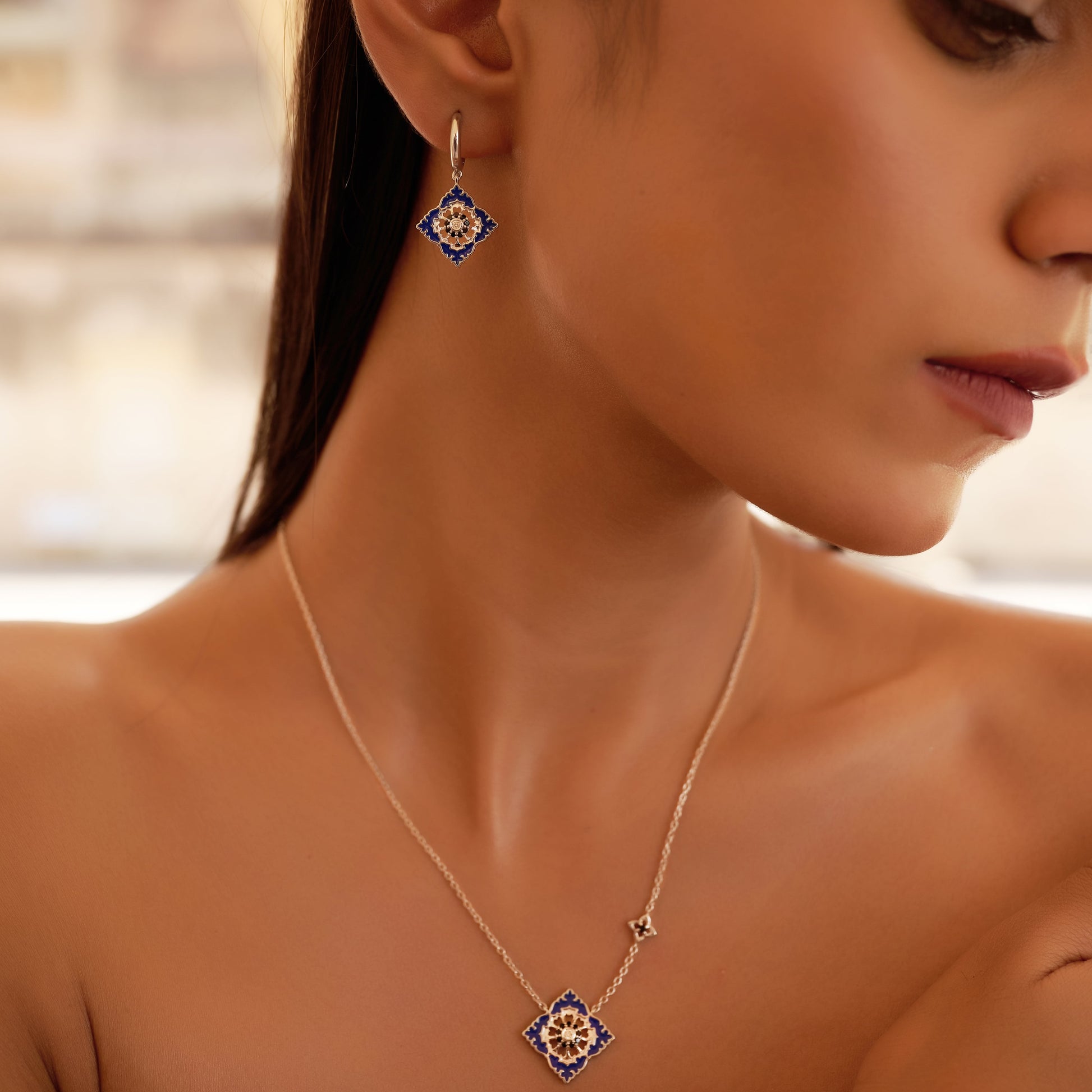 Ajrakh Bleu Earrings