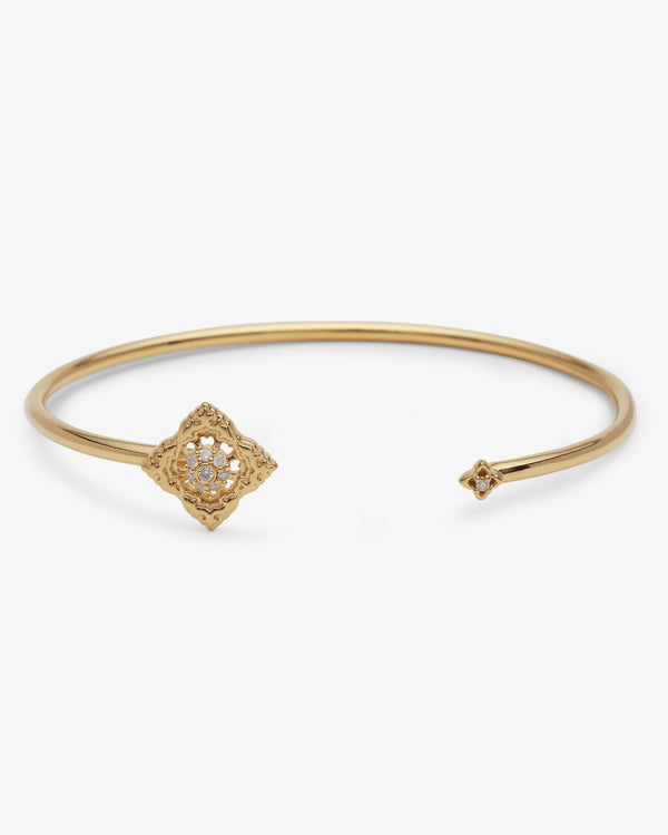Bracelet Jonc Ajrakh Soleil en or jaune 14K massif, diamant naturel – Kaari Paris