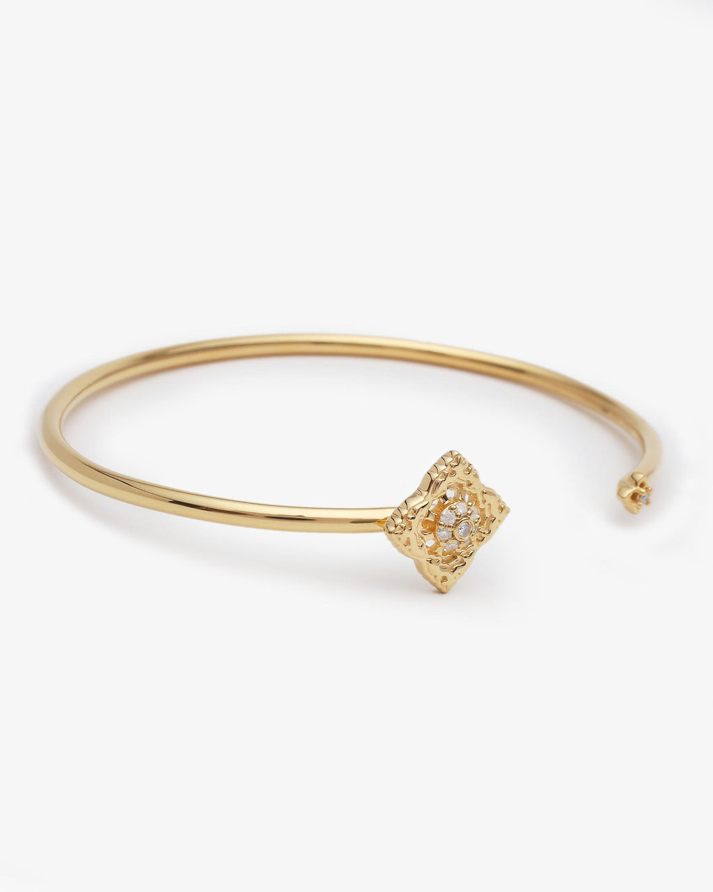 Bracelet Jonc Ajrakh Soleil en or jaune 14K massif, diamant naturel – Kaari Paris