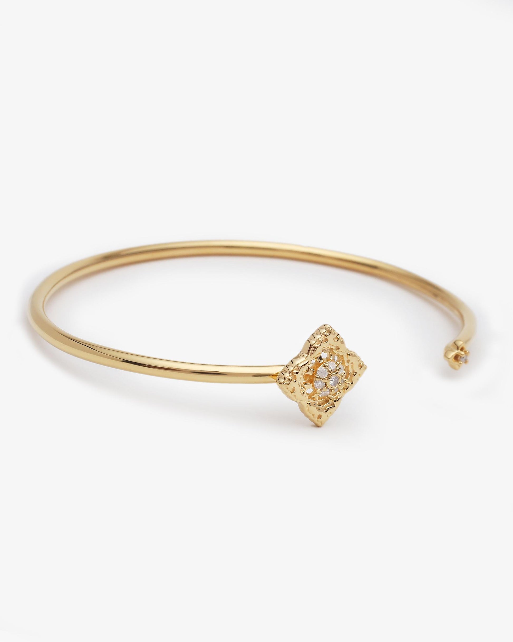Bracelet Jonc Ajrakh Soleil en or jaune 14K massif, diamant naturel – Kaari Paris