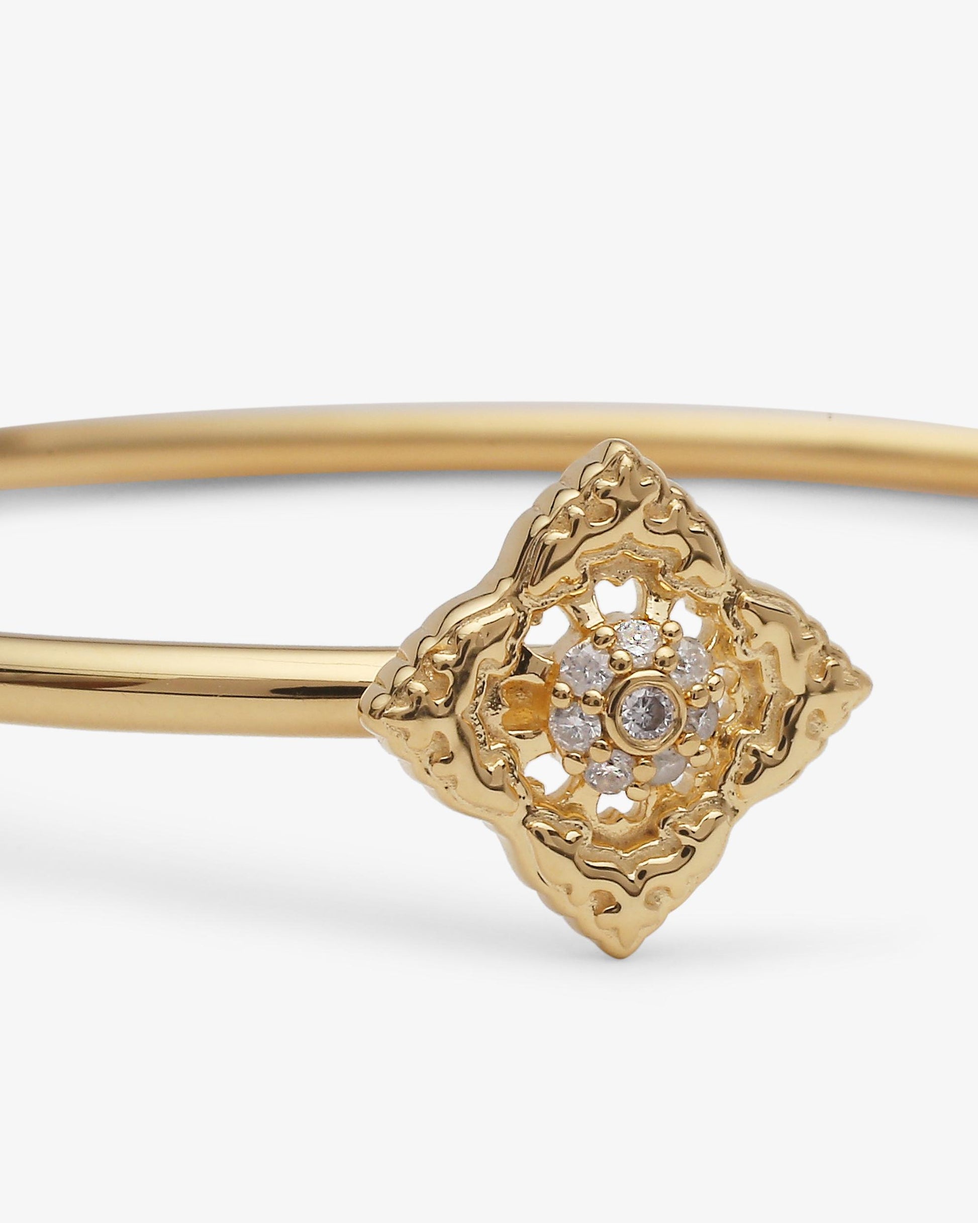 Bracelet Jonc Ajrakh Soleil en or jaune 14K massif, diamant naturel – Kaari Paris