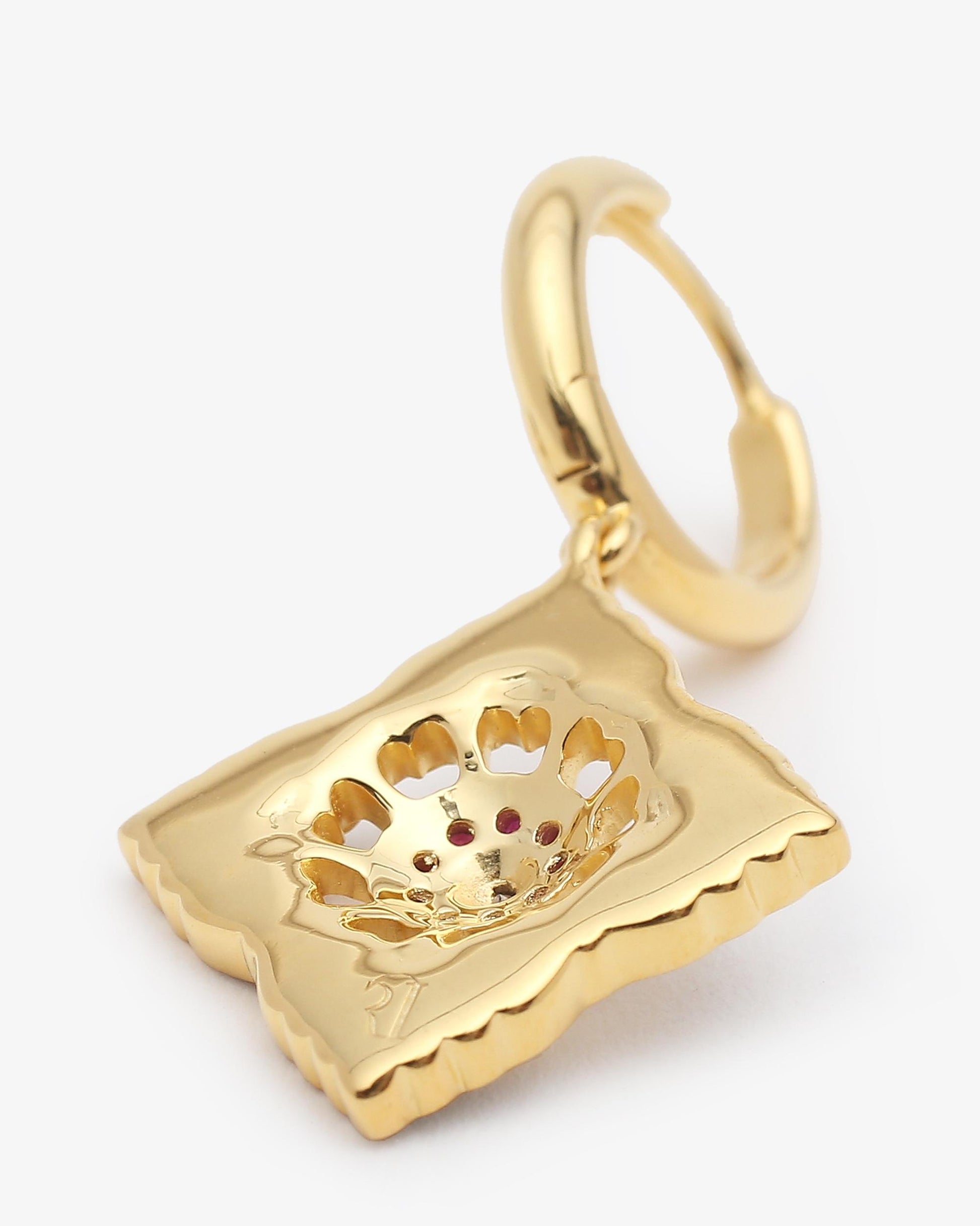 Boucles d'oreilles Ajrakh Noir en argent 925 doré or jaune 18K, diamant naturel et rubis naturel – Kaari Paris