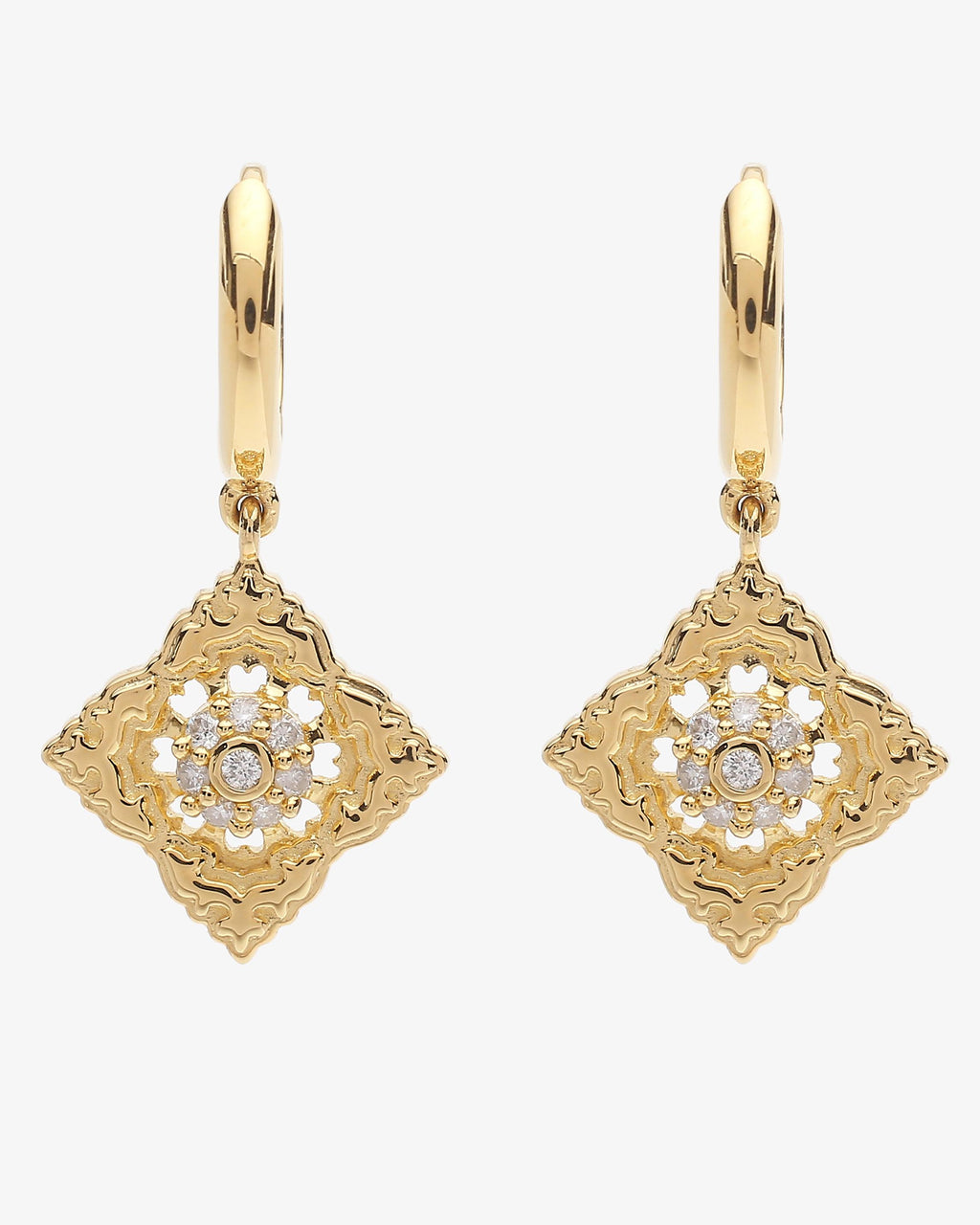 Boucles d'oreilles Ajrakh Soleil en or jaune 14K massif, diamant naturel – Kaari Paris