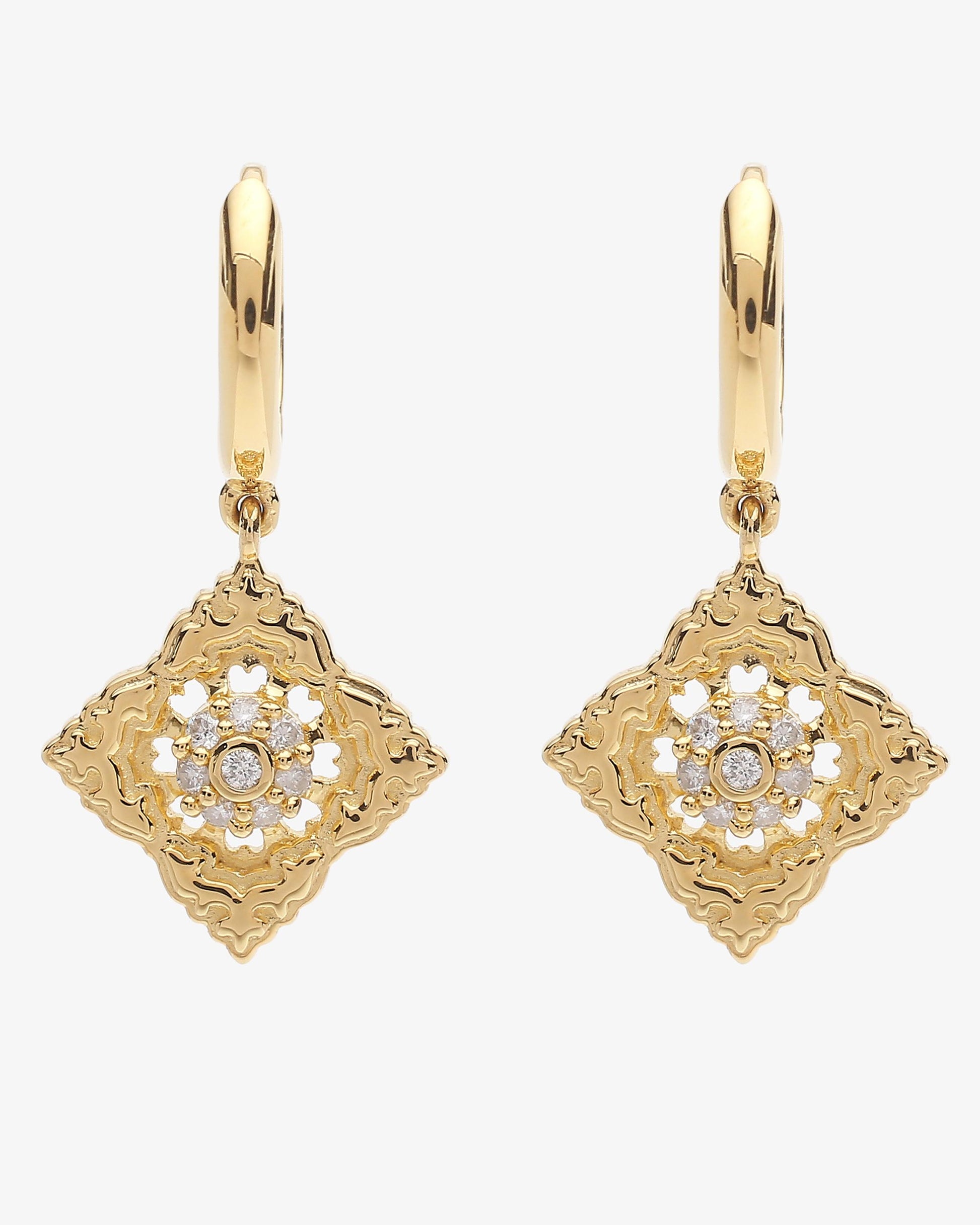 Boucles d'oreilles Ajrakh Soleil en or jaune 14K massif, diamant naturel – Kaari Paris