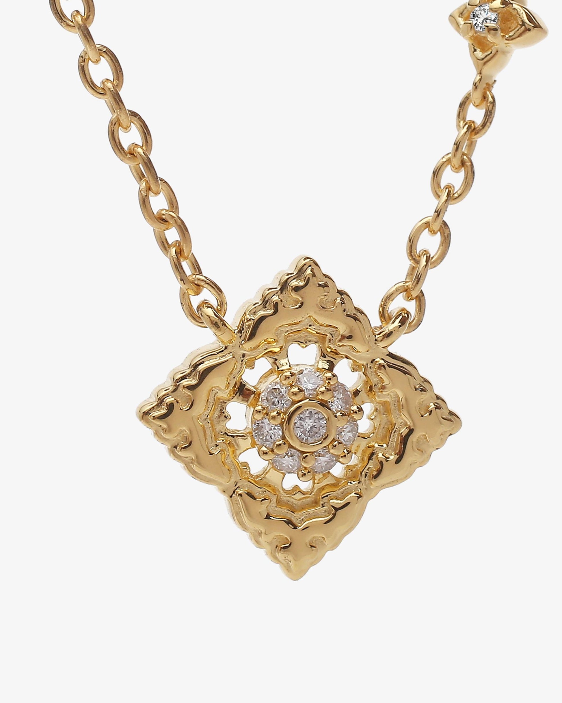 Pendentif Ajrakh Soleil en or jaune 14K massif, diamant naturel – Kaari Paris