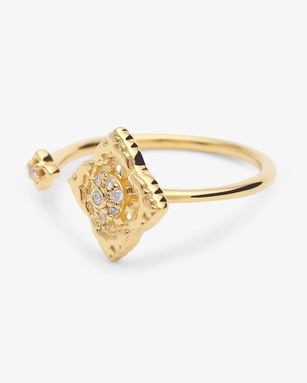 Bague Ajrakh Soleil en or jaune 14K massif, diamant naturel – Kaari Paris