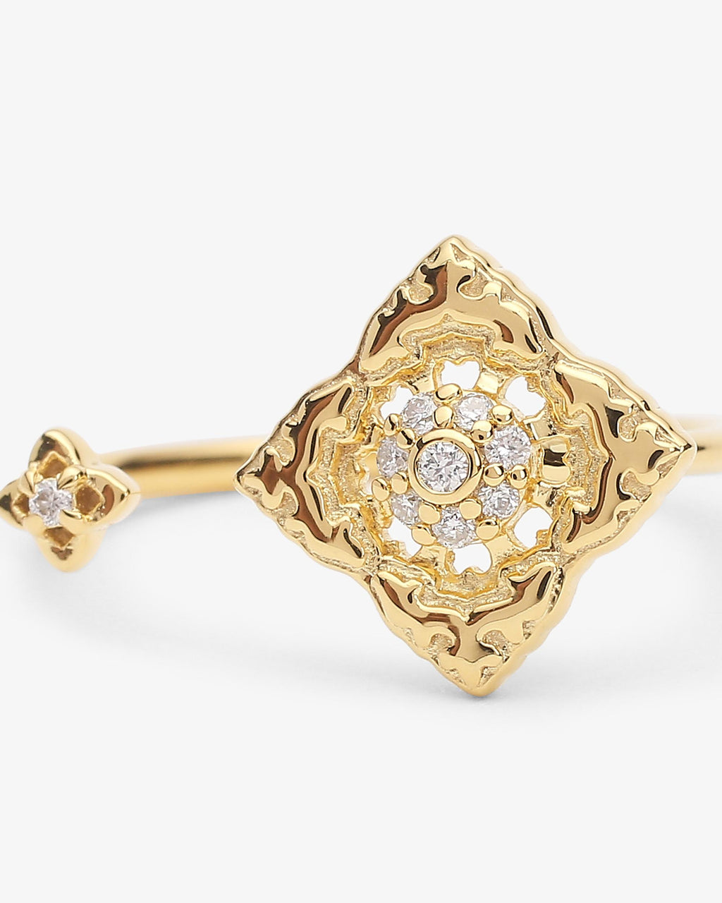 Bague Ajrakh Soleil en or jaune 14K massif, diamant naturel – Kaari Paris
