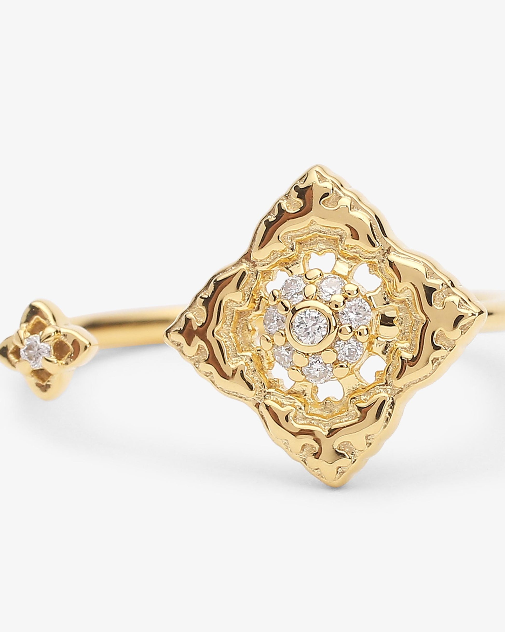 Bague Ajrakh Soleil en or jaune 14K massif, diamant naturel – Kaari Paris